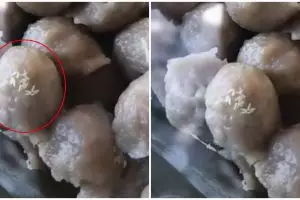 Jajan bakso tepi jalan, wanita ini syok ada yang nempel di makanannya