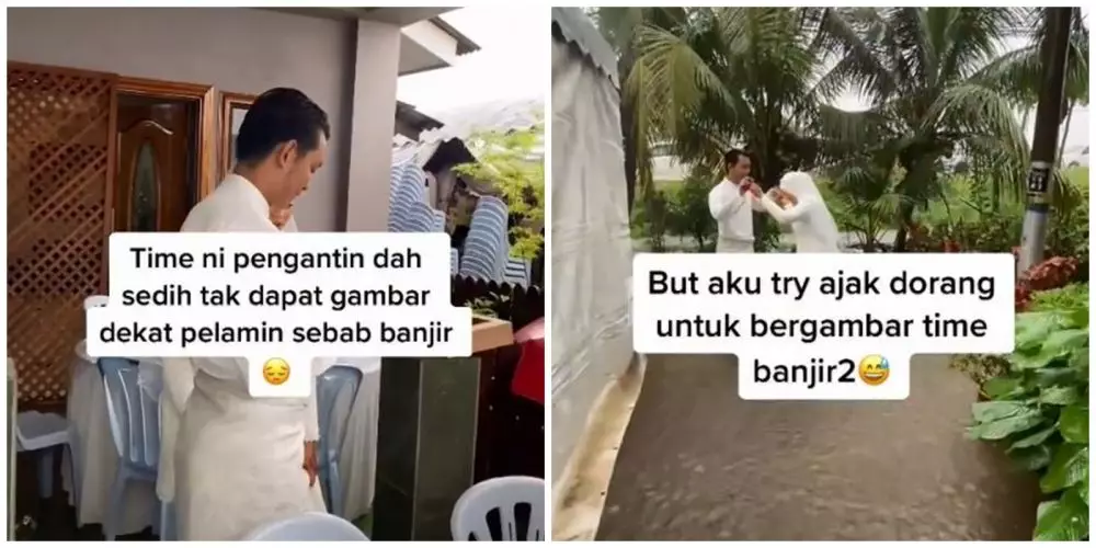 Pemotretan saat banjir © TikTok Pemotretan saat banjir © TikTok