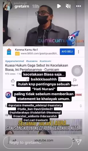 kakak Laura Anna geram © 2021 Instagram