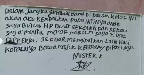 maling kotak amal tingggalkan surat © 2021 Instagram