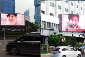 Seonhohada pasang videotron ucapan Natal untuk sang idola di dua kota