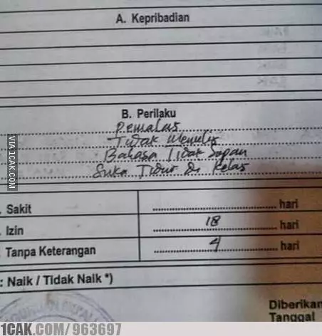 tulisan di rapor malah lucu banget © 2021 berbagai sumber
