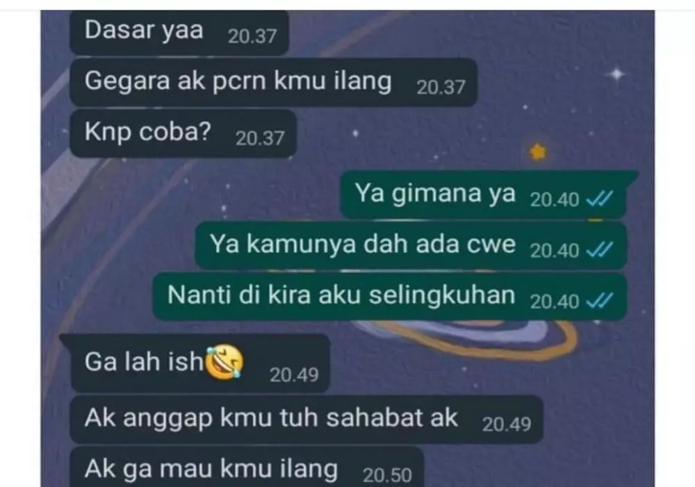 chat lucu pacar insecure malah kasihan © 2021 instagram.com