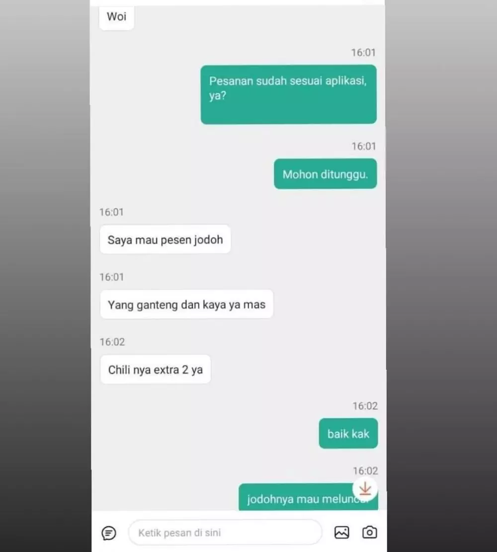 chat driver ojek online mau antar makanan © 2021 instagram.com