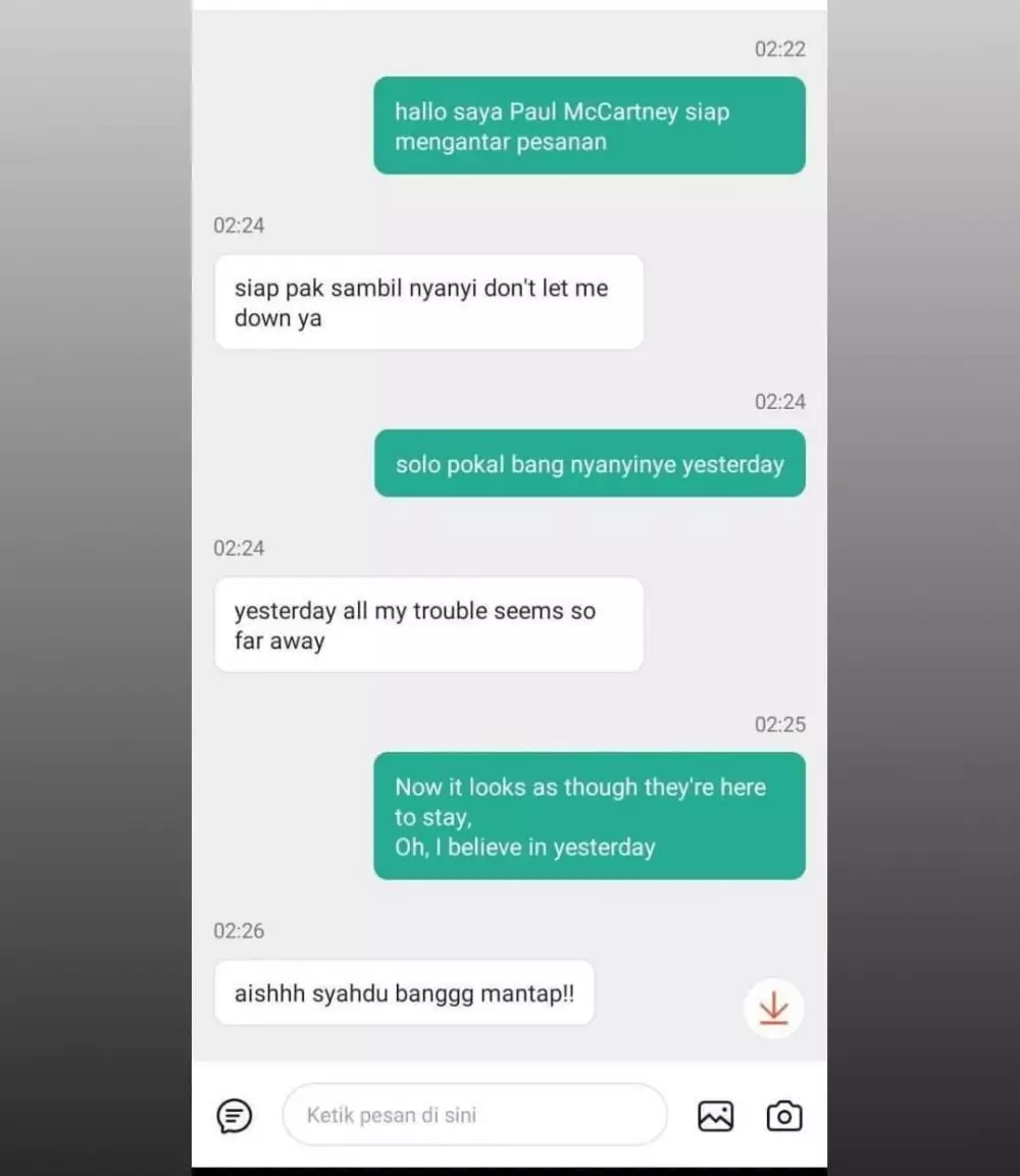 chat driver ojek online mau antar makanan © 2021 instagram.com