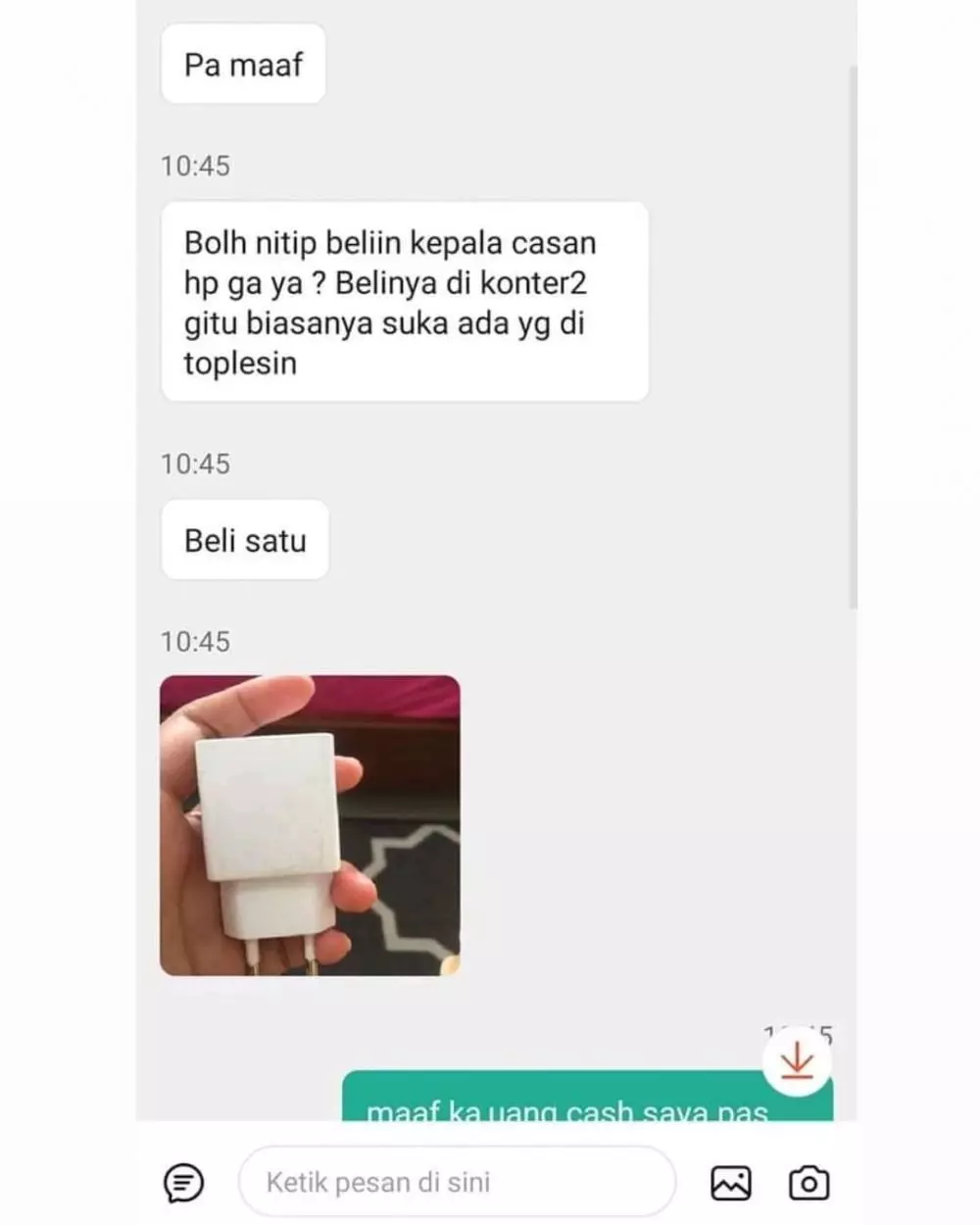 chat driver ojek online mau antar makanan © 2021 instagram.com