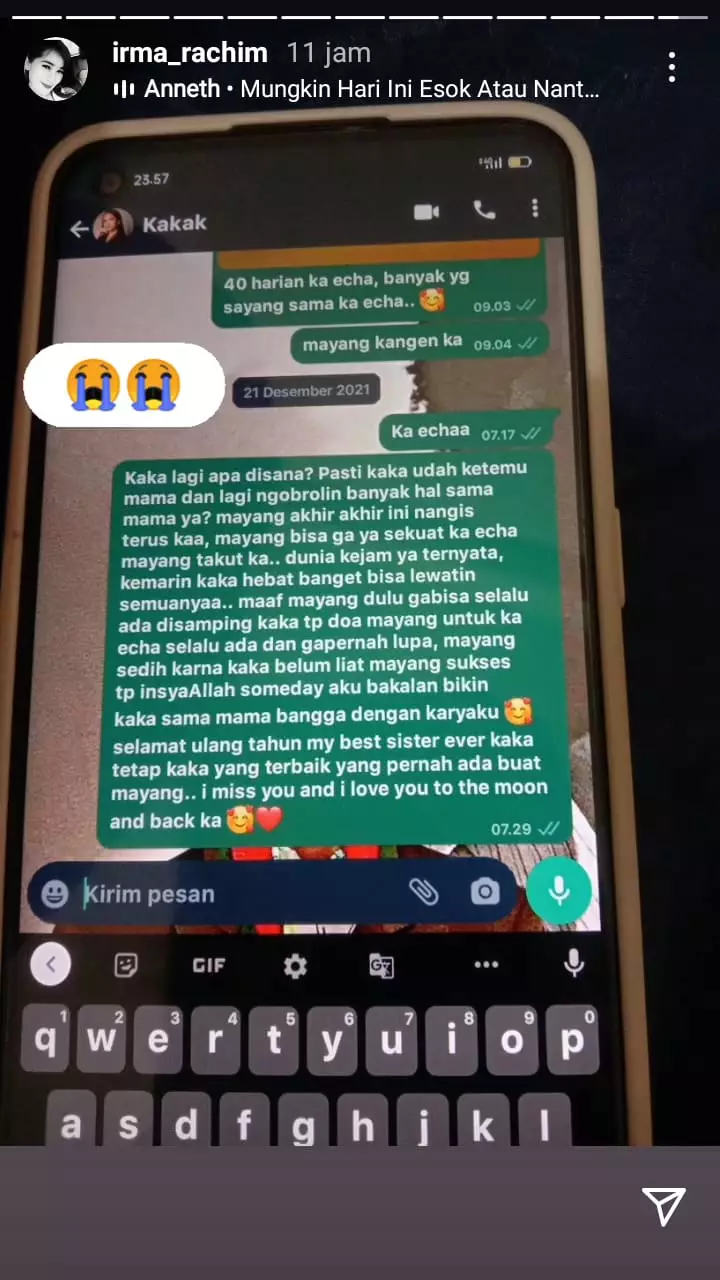 isi percakapan whatsapp mayang dengan vanessa © instagram