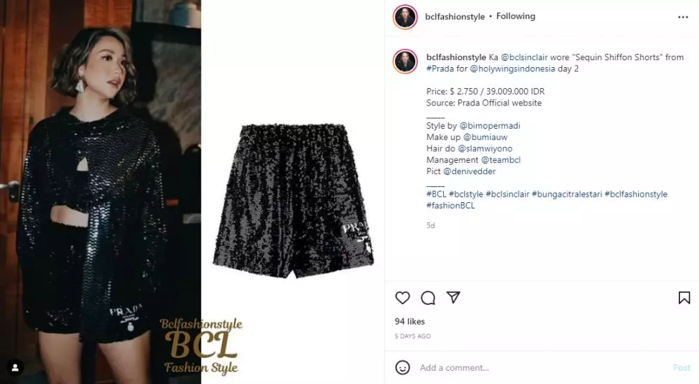 taksiran harga 11 fashion item manggung BCL Instagram