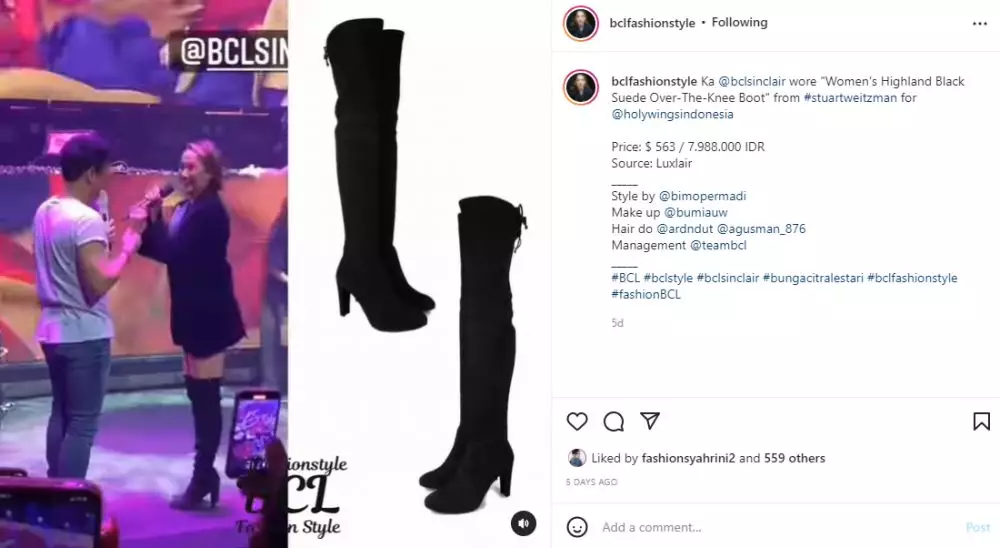 taksiran harga 11 fashion item manggung BCL Instagram