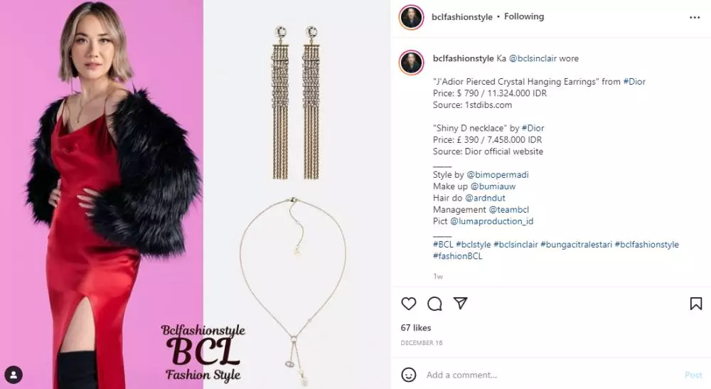 taksiran harga 11 fashion item manggung BCL Instagram