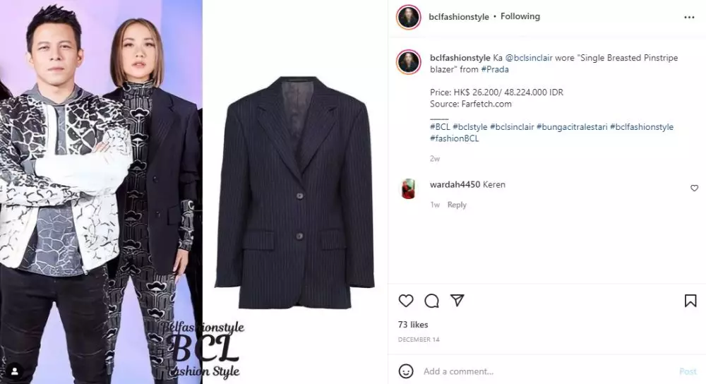 taksiran harga 11 fashion item manggung BCL Instagram