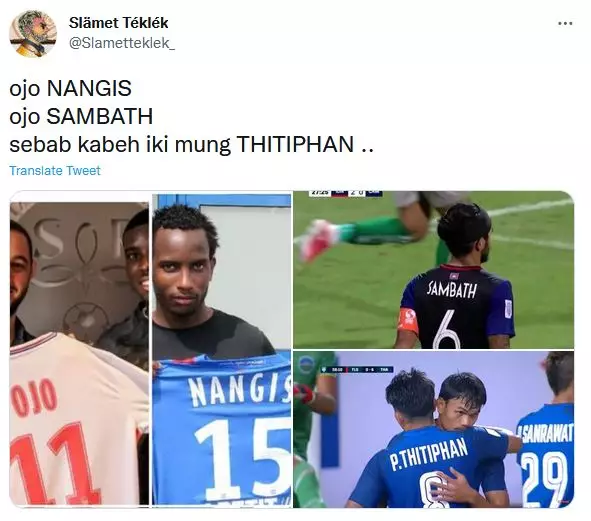 meme lucu Thitiphan pemain Thailand Piala AFF © 2021 berbagai sumber