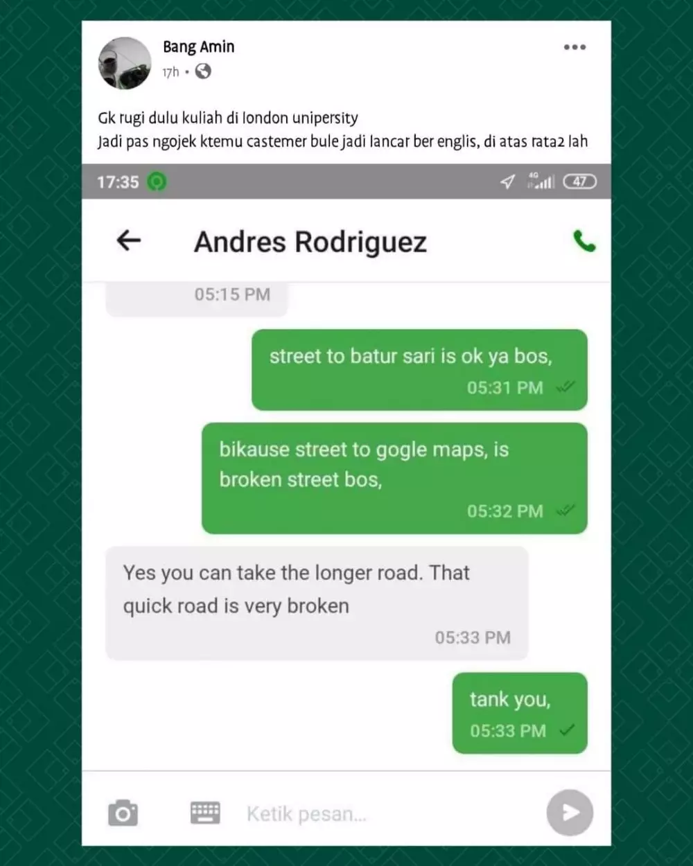 driver ojek online malah salah ngasih tahu © 2021 instagram.com driver ojek online malah salah ngasih tahu © 2021 instagram.com