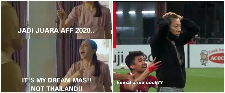 13 Meme timnas dibantai Thailand di leg pertama Final AFF 2020