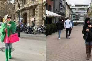 9 Gaya Amy Qanita liburan ke Eropa, nyentrik di Barcelona