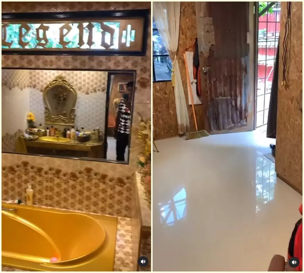 rumah dinding seng isi mewah © 2022 Instagram