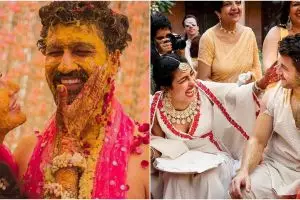 Momen ritual haldi jelang nikah 9 pasangan seleb Bollywood, meriah