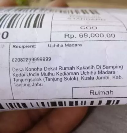 nama orang di kiriman paket aneh-aneh © Twitter nama orang di kiriman paket aneh-aneh © Twitter
