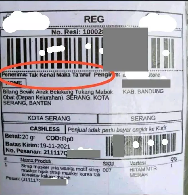 nama orang di kiriman paket aneh-aneh © Twitter nama orang di kiriman paket aneh-aneh © Twitter