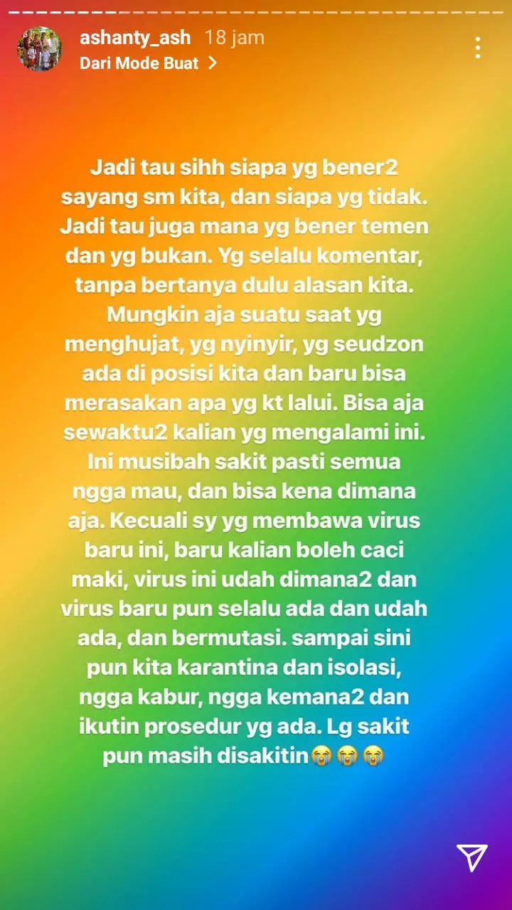 dihujat positif covid, ini curahan hati ashanty © instagram