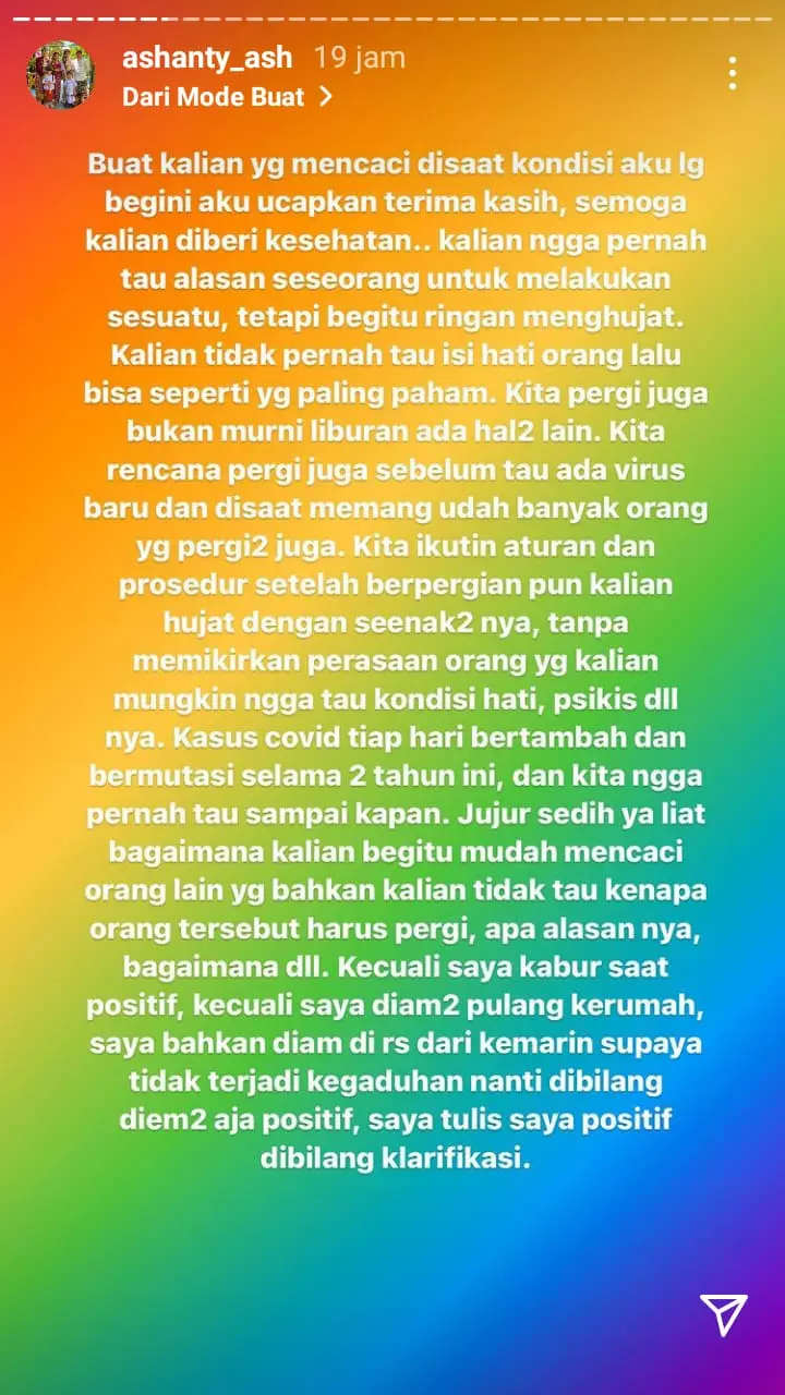 dihujat positif covid, ini curahan hati ashanty © instagram