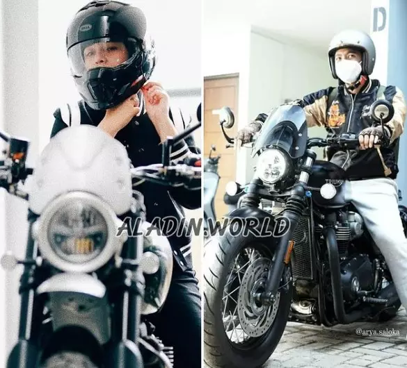 Adu gaya Amanda dan Arya naik moge © berbagai sumber Adu gaya Amanda dan Arya naik moge © berbagai sumber