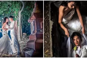 Bertema horor, pasangan ini prewed pakai properti upacara kematian