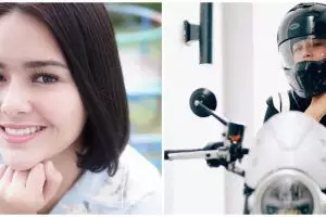 Amanda Manopo tampil gahar naik moge, harga jaket capai jutaan rupiah