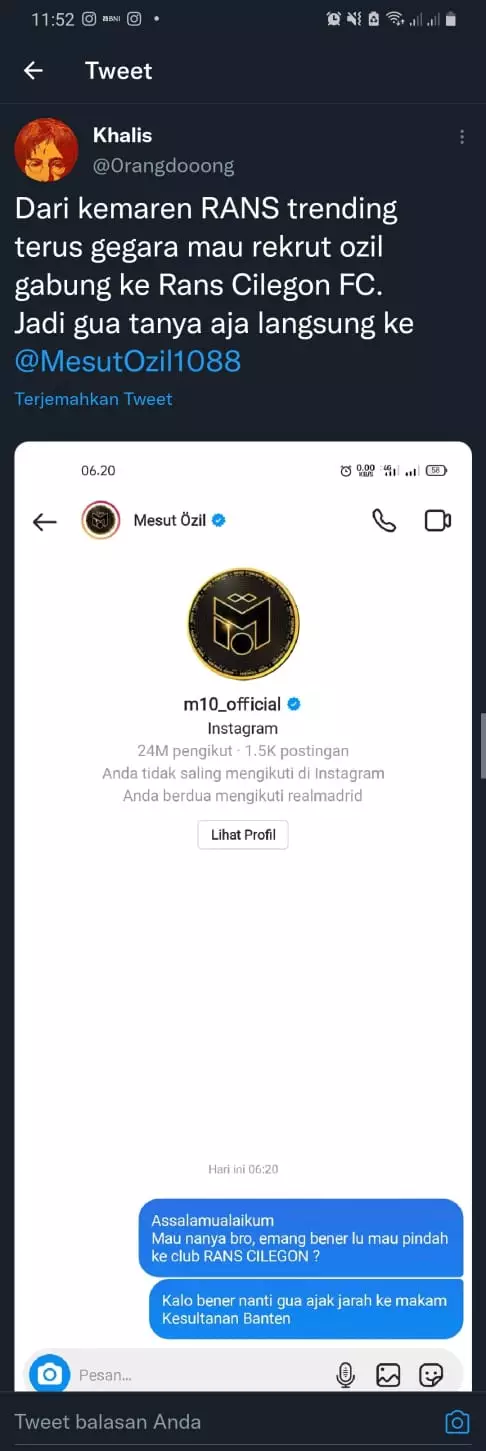 Cuitan lucu Mesut Ozil © 2022 brilio.net