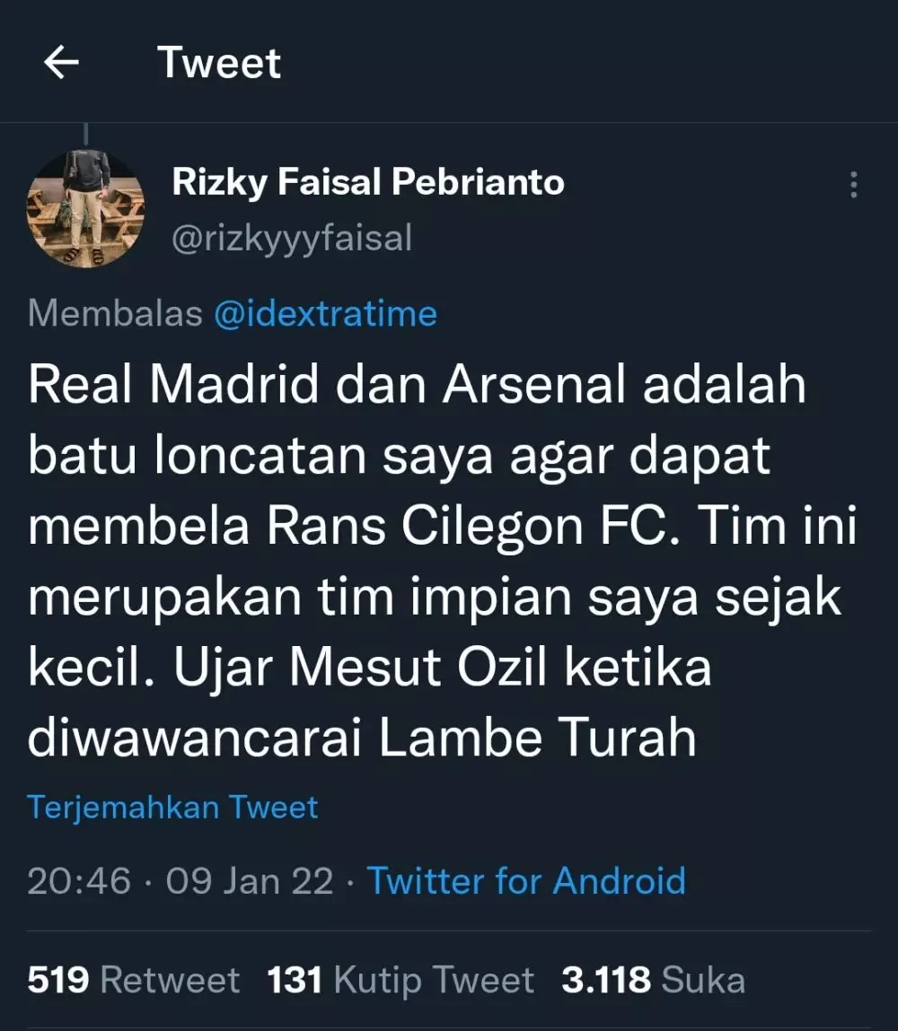 Cuitan lucu Mesut Ozil © 2022 brilio.net