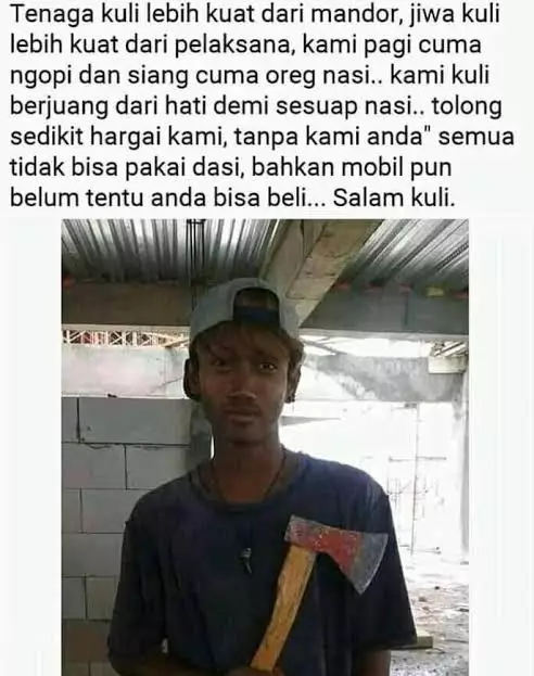 status fb guyonan tukang bangunan © Twitter