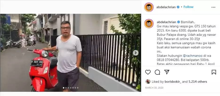 Seleb lelang benda berharga untuk donasi sosial Instagram