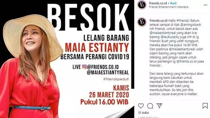 Seleb lelang benda berharga untuk donasi sosial Instagram