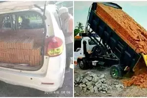 13 Potret lucu orang bawa material bangunan, caranya nyeleneh pol