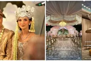 7 Potret dekorasi pernikahan Vidi Aldiano dan Sheila Dara, serba gold