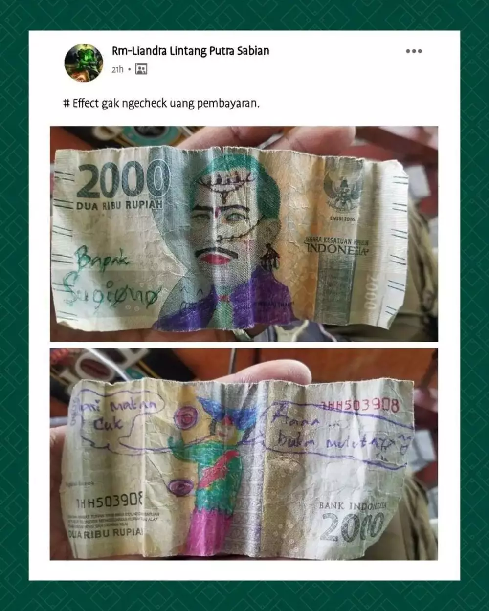 driver ojek online dapat tip dari customer © Instagram driver ojek online dapat tip dari customer © Instagram