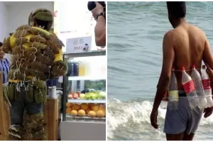 9 Momen orang lindungi diri pakai benda seadanya, kreatif tapi lucu