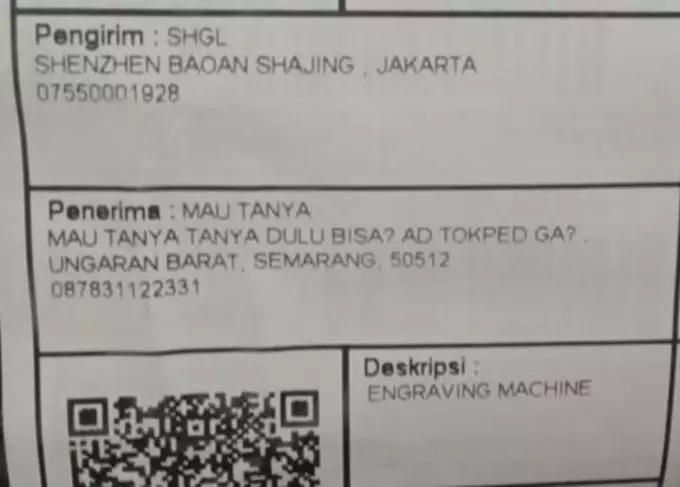 Alamat bikir kurir pusing © Twitter