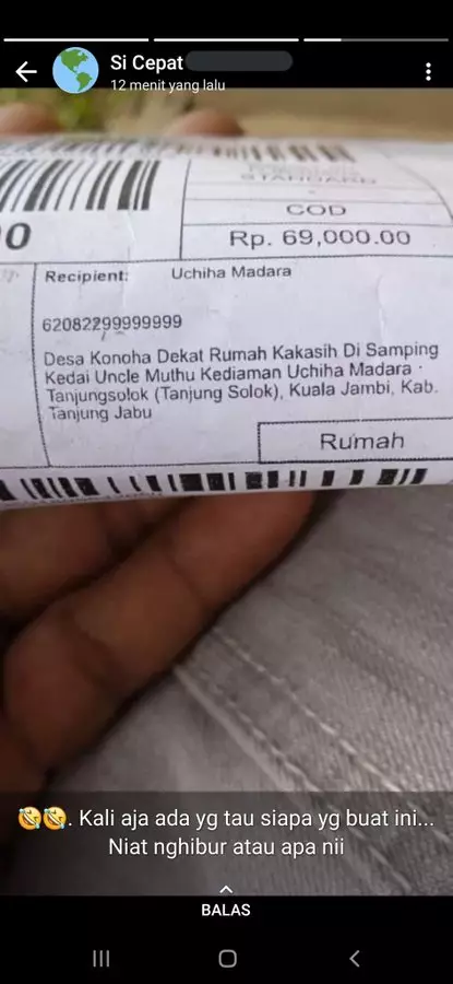 Alamat bikir kurir pusing © Twitter