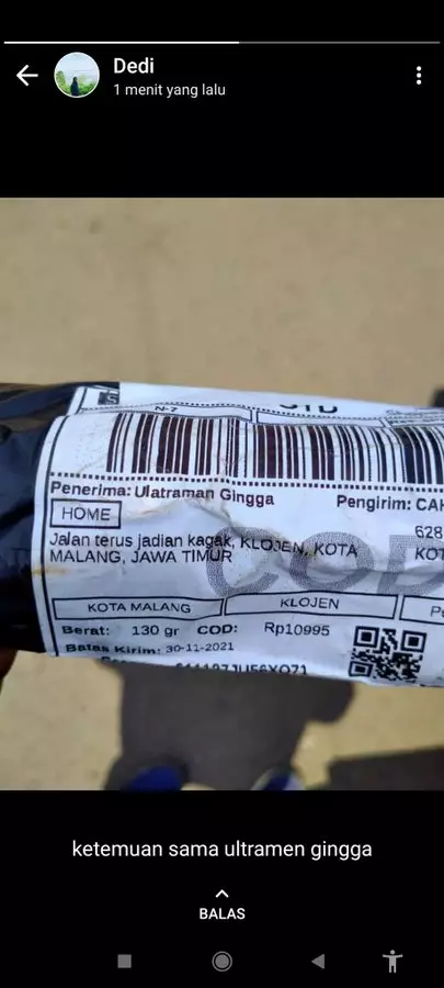 Alamat bikir kurir pusing © Twitter