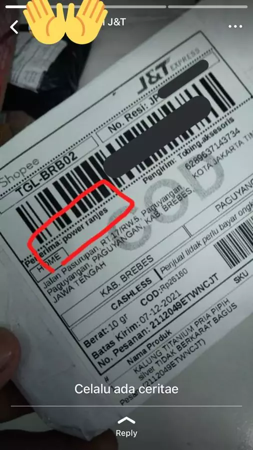 Alamat bikir kurir pusing © Twitter