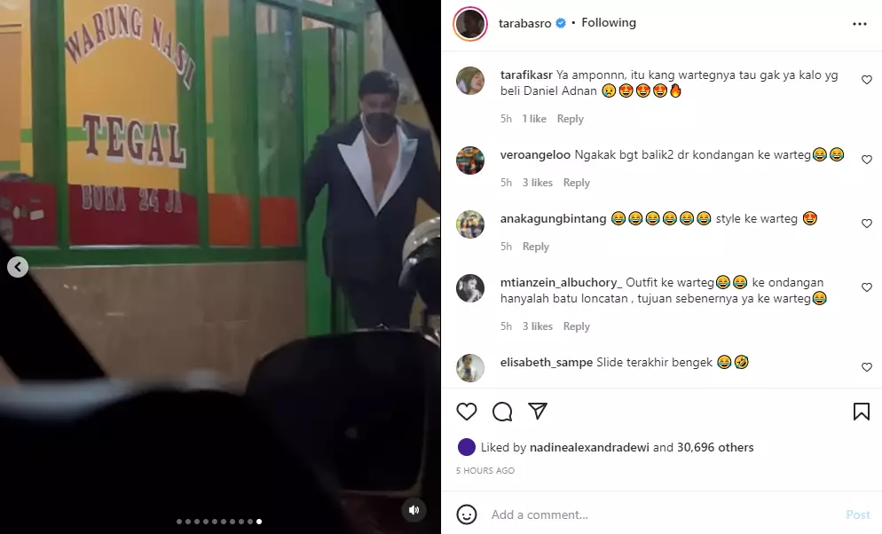 penampilan suami Tara Basro ke warteg bikin ngaka Instagram
