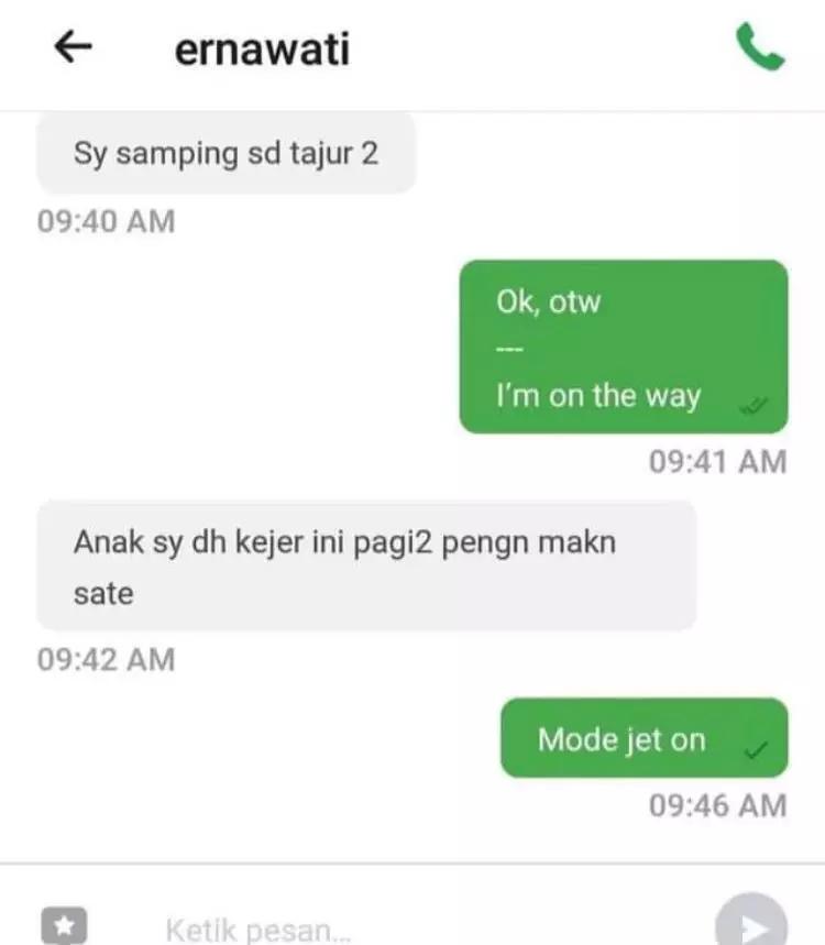chat alasan driver ojek online disuruh cepat © Instagram