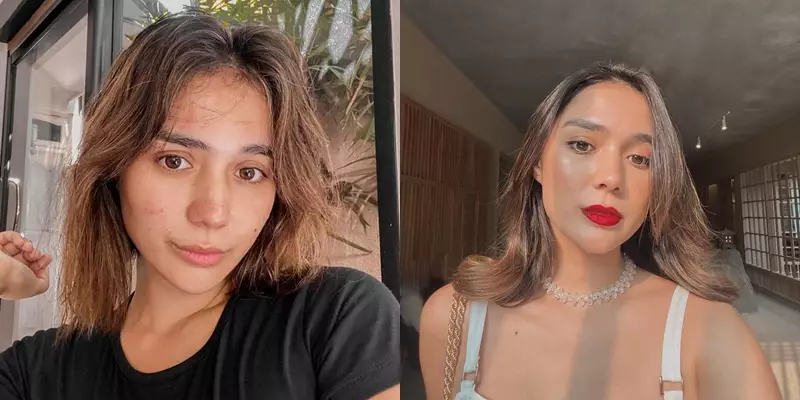 pemain Layangan Putus tanpa dan pakai makeup © 2022 berbagai sumber