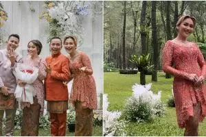 9 Pesona Ayu Ting Ting di lamaran sang adik, kalungnya bikin salfok