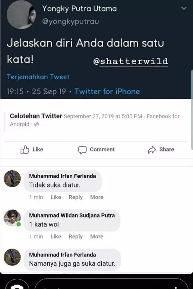 komentar nggak penting facebook © berbagai sumber