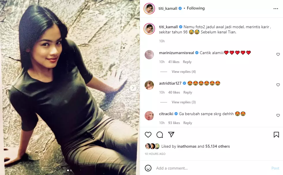 Titi Kamal unggah potret jadul 1998 Instagram
