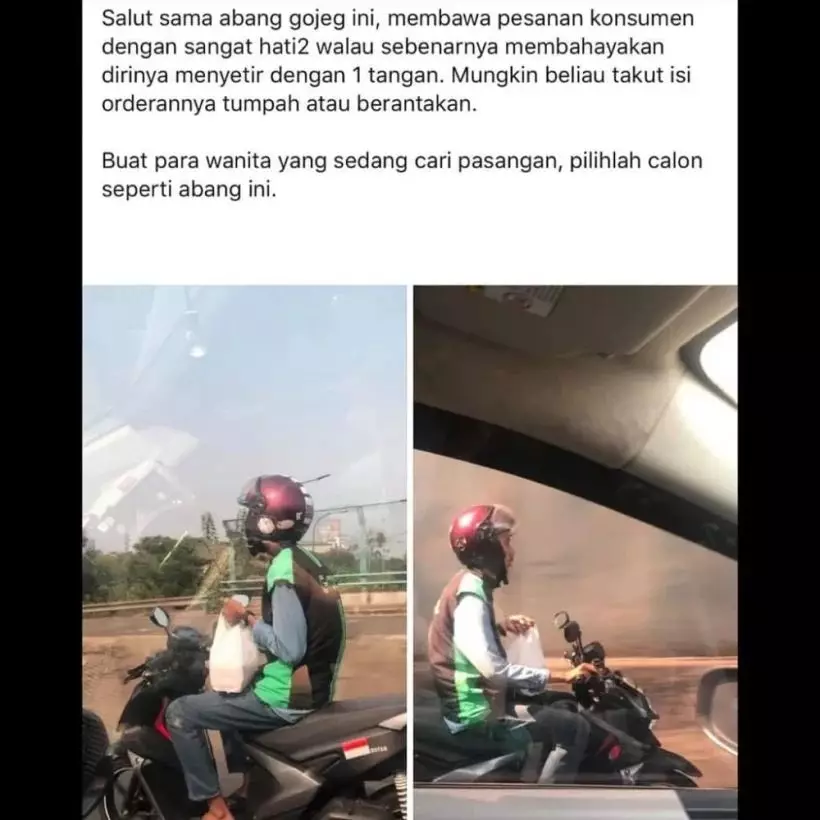 driver ojek online bawa barang pelanggan © Instagram driver ojek online bawa barang pelanggan © Instagram