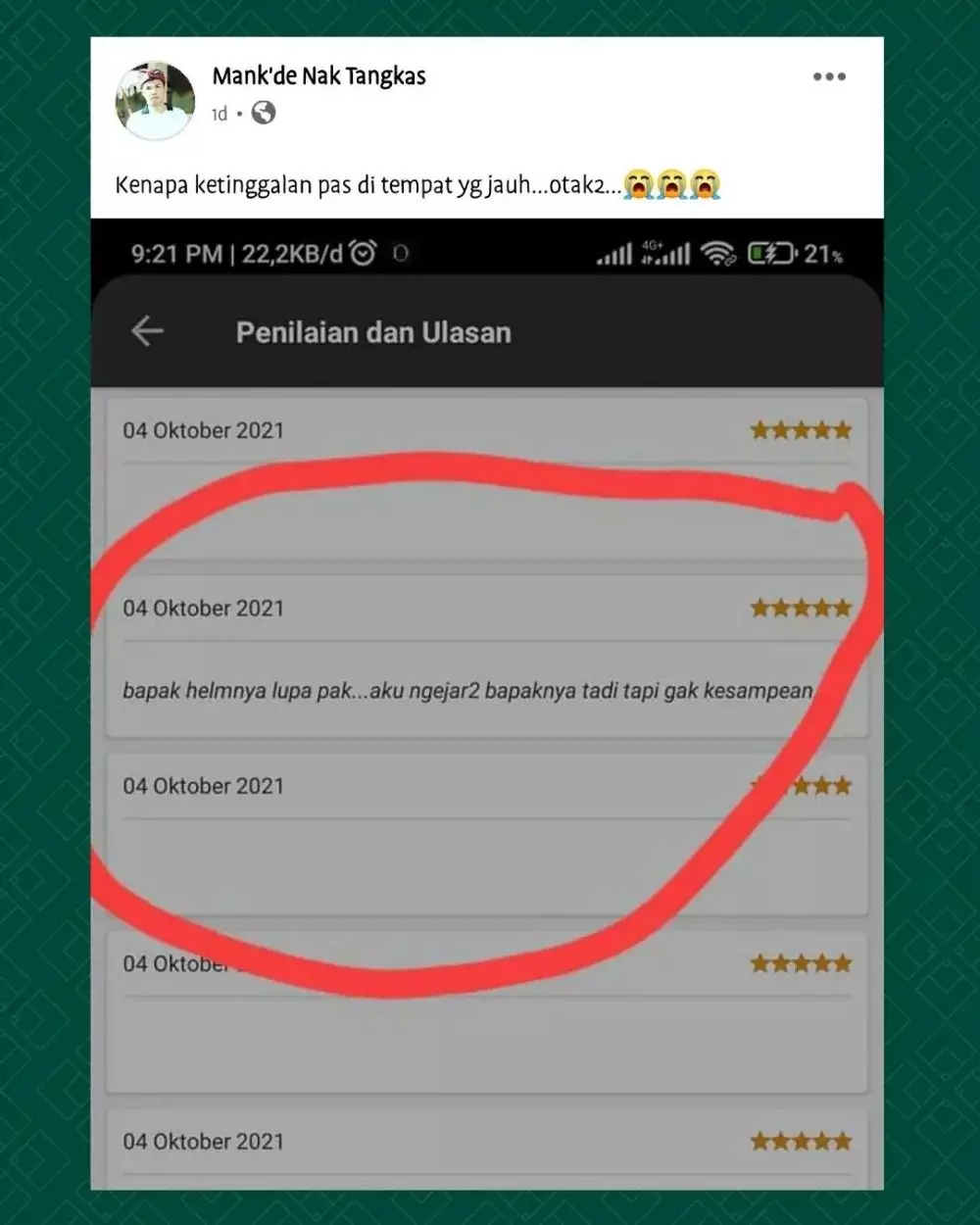 status medsos pas driver ojol bingung © Instagram