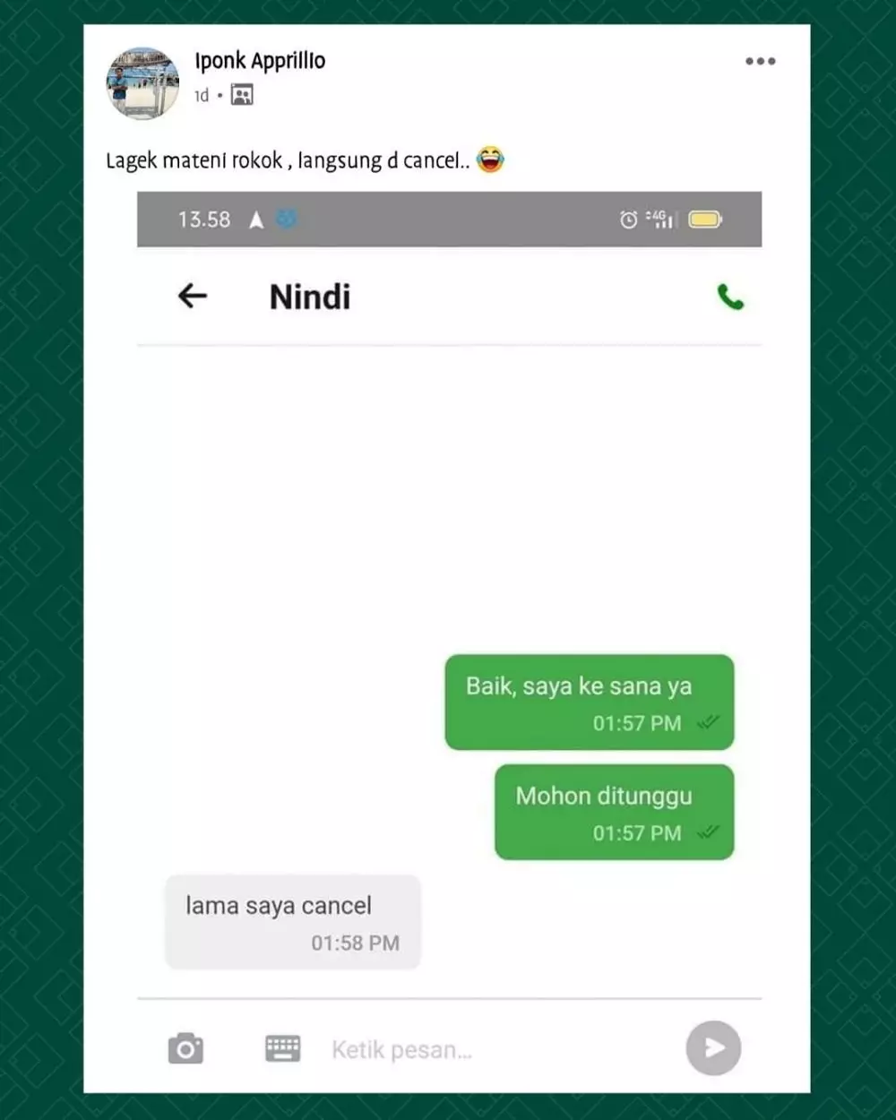 status medsos pas driver ojol bingung © Instagram